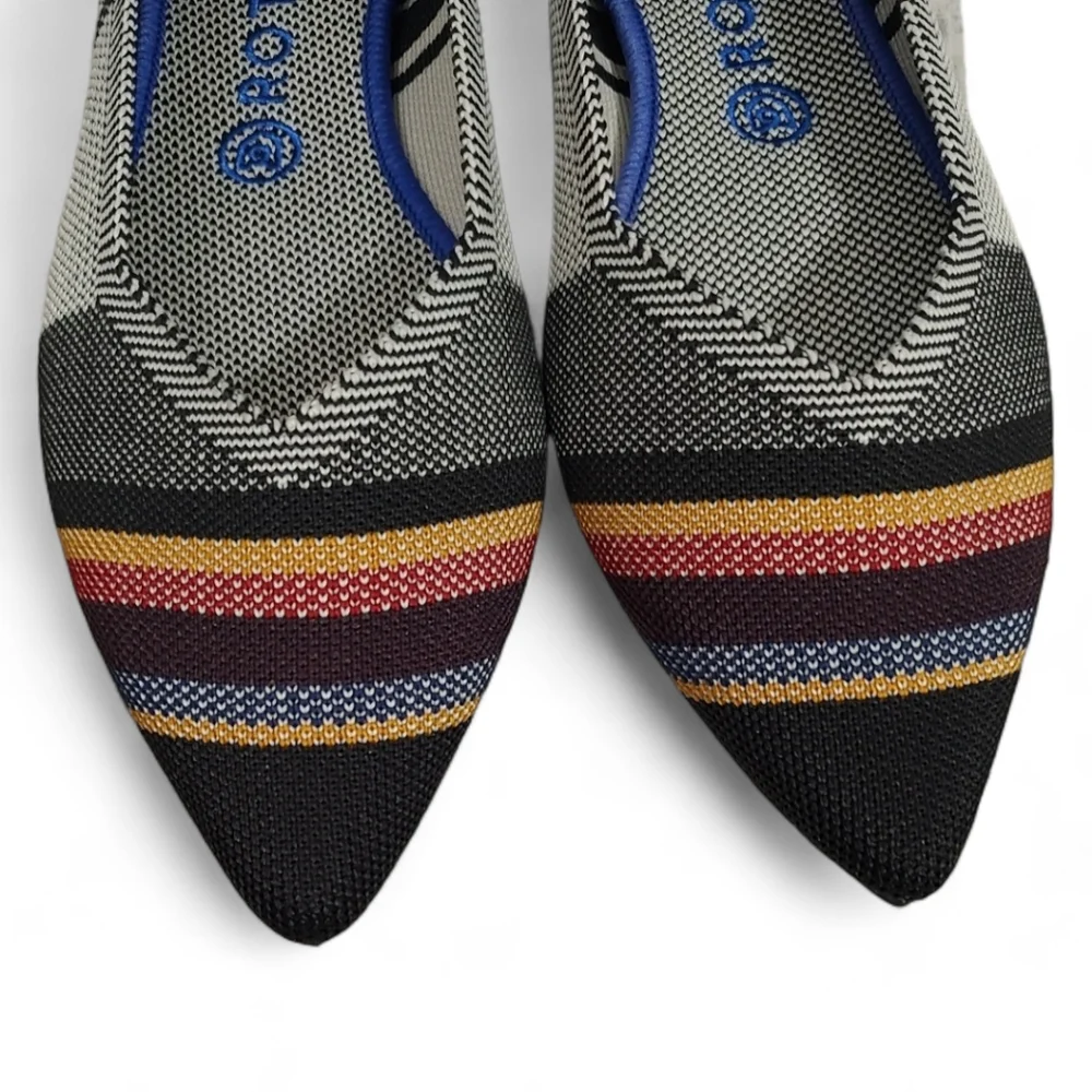 NEW Rothy's The Point Inverse Stripe Gray & Multicolor Flats Women's Size 10.5 - Picture 6 of 11